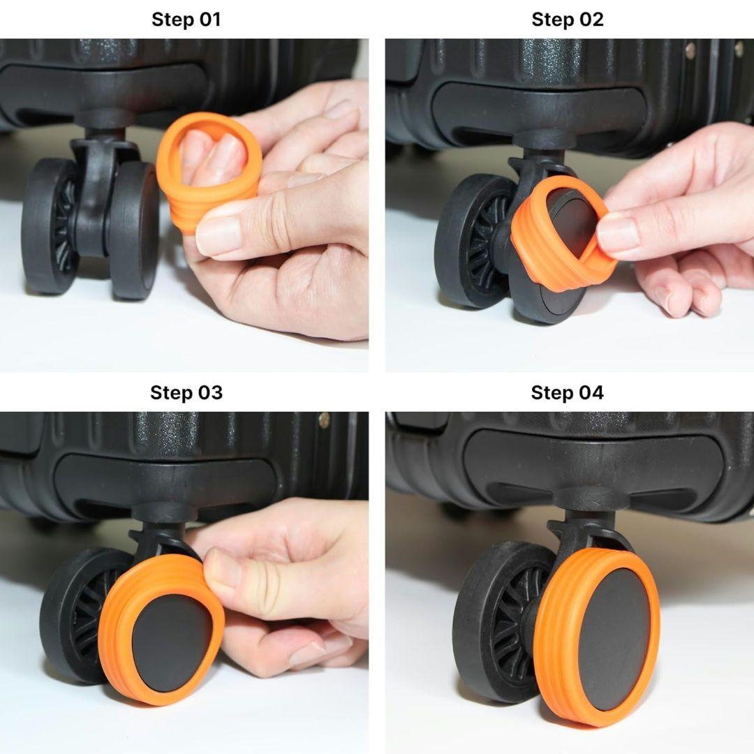 最終値下げ★スーツケース タイヤカバー 手荷物ホイール用シリコンカバー8個騒音