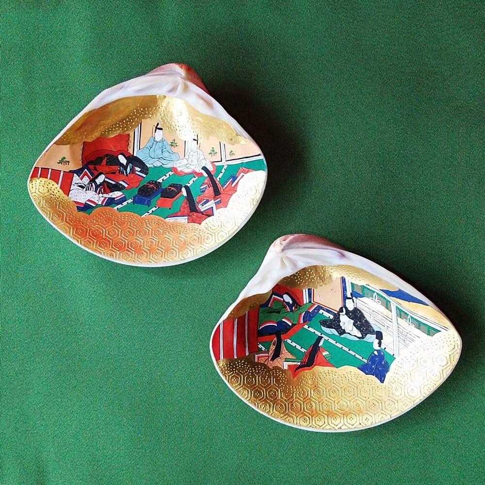 純金箔　特大貝合わせ　源氏物語絵巻