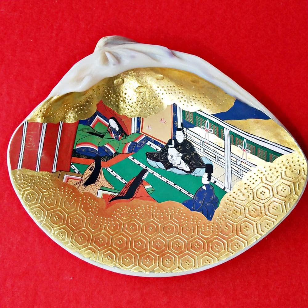 純金箔　特大貝合わせ　源氏物語絵巻