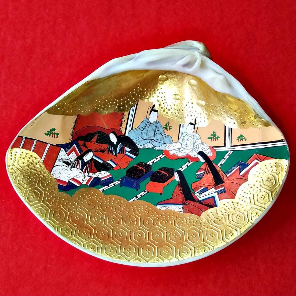 純金箔　特大貝合わせ　源氏物語絵巻