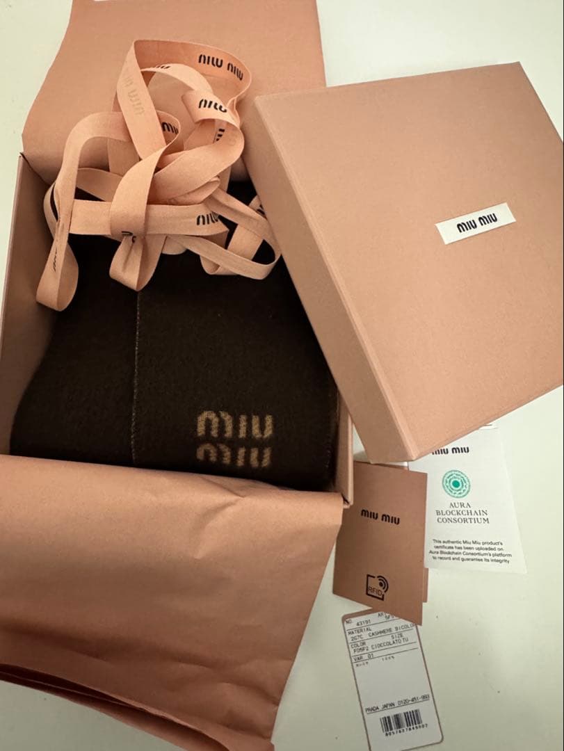 MIUMIU カシミヤスカーフ ブラウン