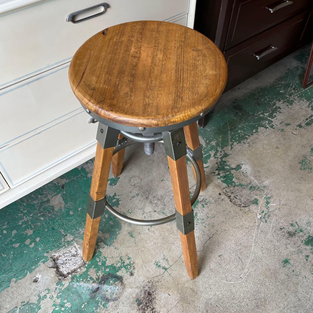 最終お値下げ 天然木・昇降式チェアー・カウンターチェアー ヴィンテージハイチェア