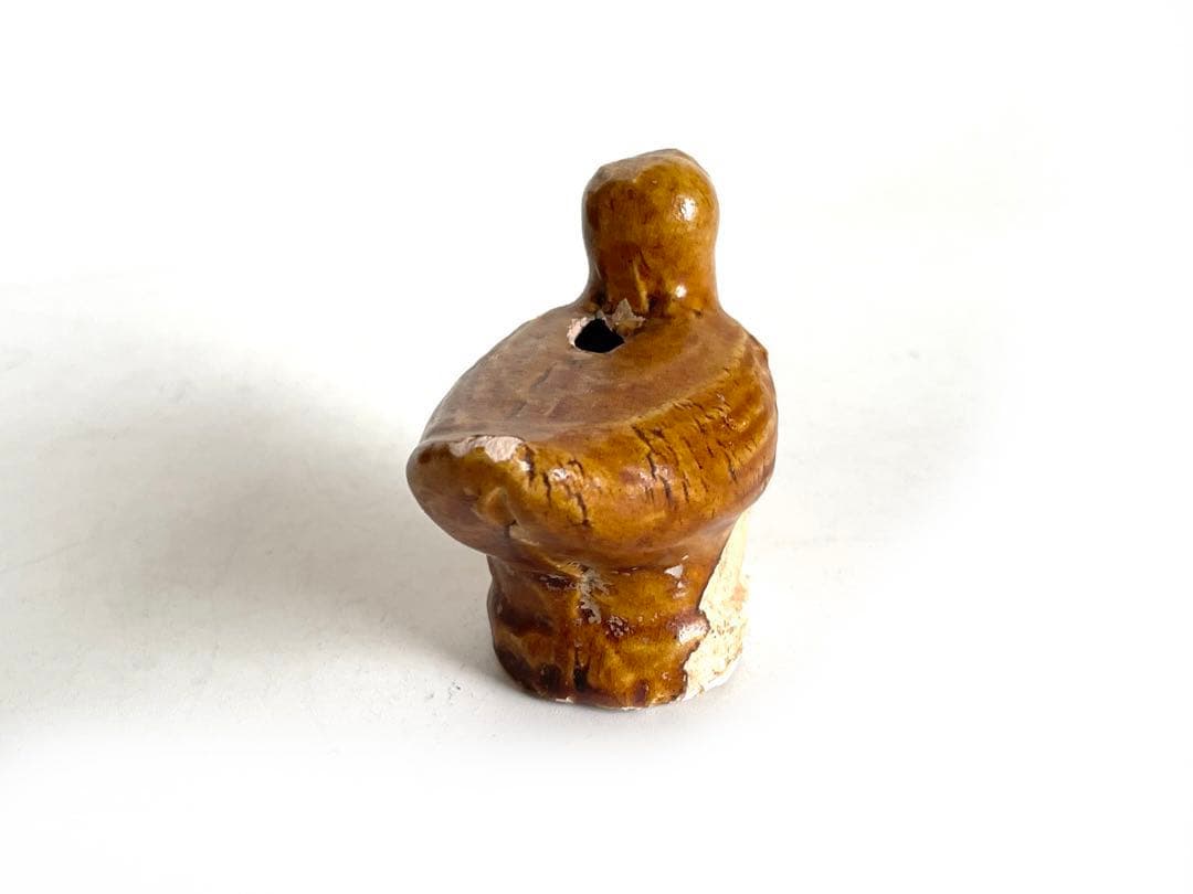 骨董　アンティーク　陶俑　唐時代　家鴨　人形　鳥形俑　黄釉　あひる　唐三彩　発掘