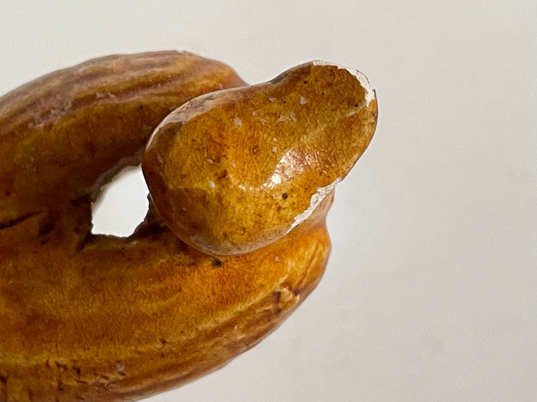 骨董　アンティーク　陶俑　唐時代　家鴨　人形　鳥形俑　黄釉　あひる　唐三彩　発掘