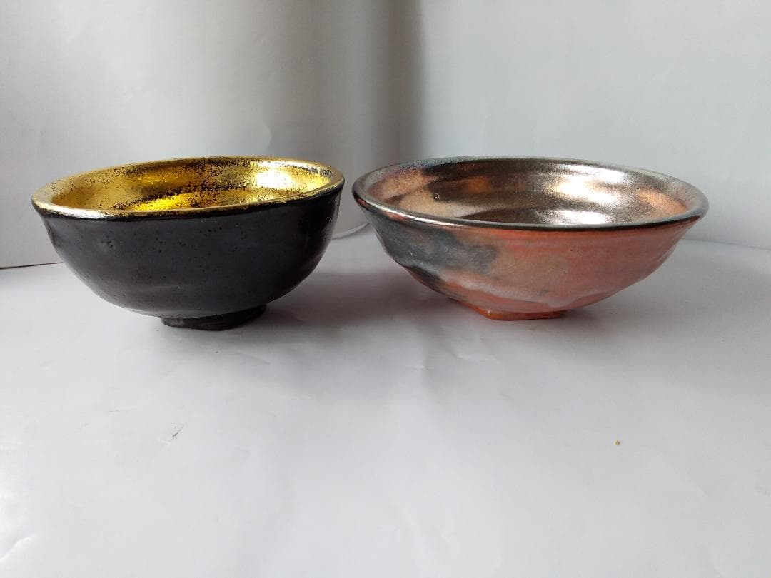 はるこ佐々木昭楽 表千家 即中斎好写 嶋台茶碗 金彩 銀彩茶碗茶道具抹茶碗