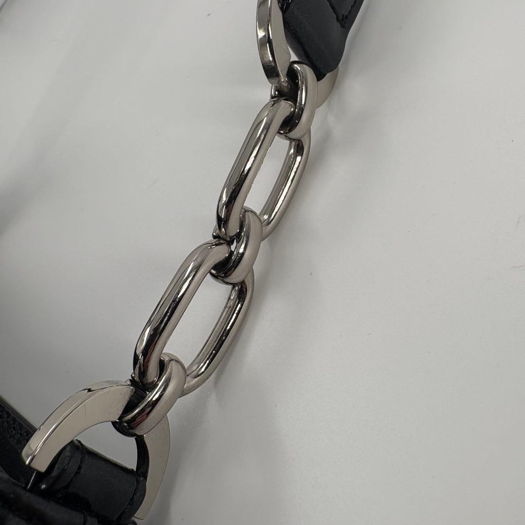 美品　HAMANO ハマノ 濱野　ハンドバッグ レザー チェーン 黒 853