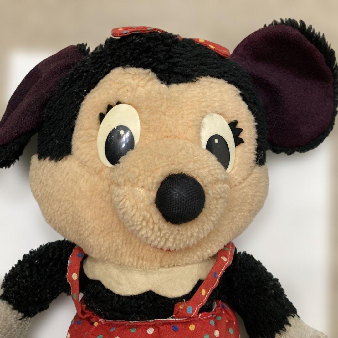 昭和レトロ　ミニーマウス ぬいぐるみ 水玉模様