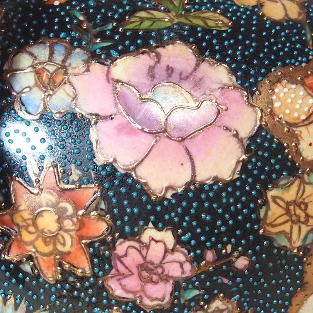 【希少・良品】薩摩焼 青粒金彩 花鳥図 大香炉 陶磁器 古道具/茶道具/香道具