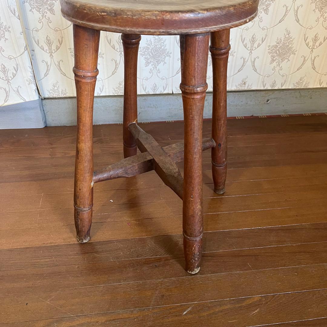 【アンティーク】木製 スツール 丸椅子 花台 昭和レトロ 古民具 古家具