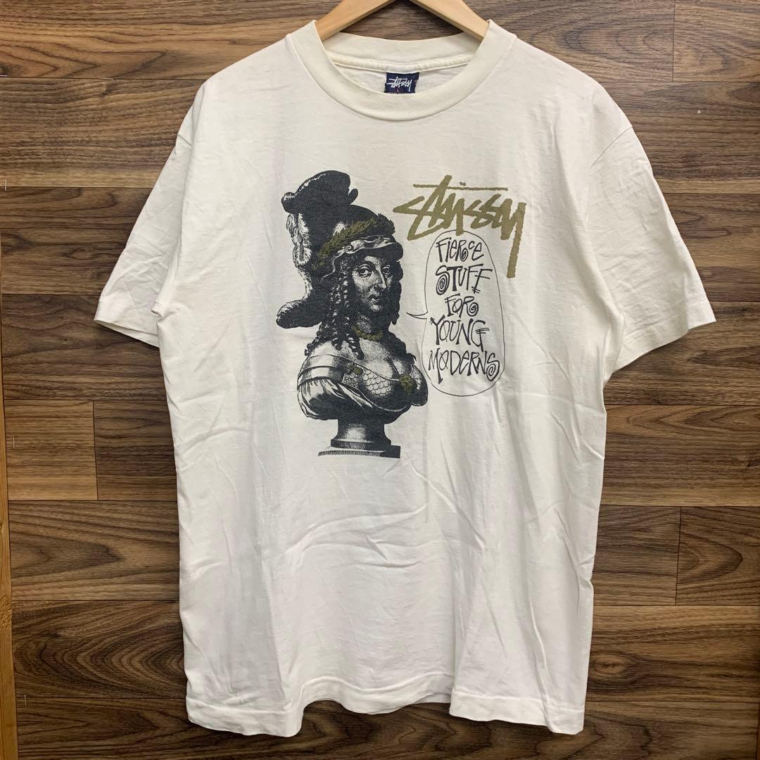 中古 90s OLD STUSSY 石膏像 プリントTシャツ 紺タグ USA製