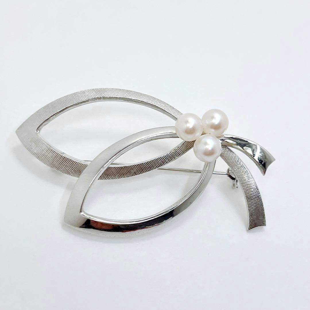 美品✨MIKIMOTO ミキモト　アコヤパール　ブローチ　コサージュ　シルバー