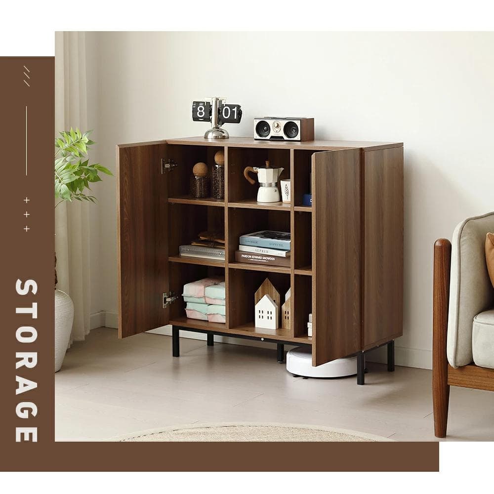 キャビネット 扉付き サイドボード 収納棚 おしゃれ【幅90cm】BROWN