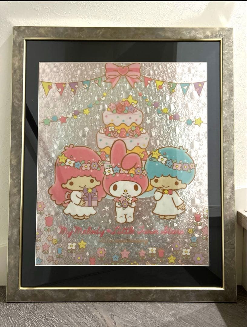 マイメロ ＆ キキララ ポスター　絵画　壁掛け絵　セル画　額　インテリア　パネル