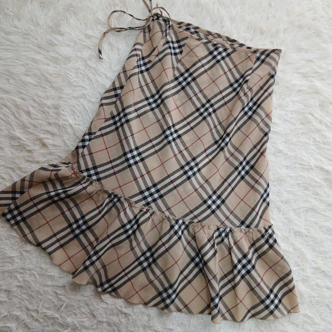 【BURBERRY BLUE LABEL】ノバチェック　フレア　薄手巻きスカート