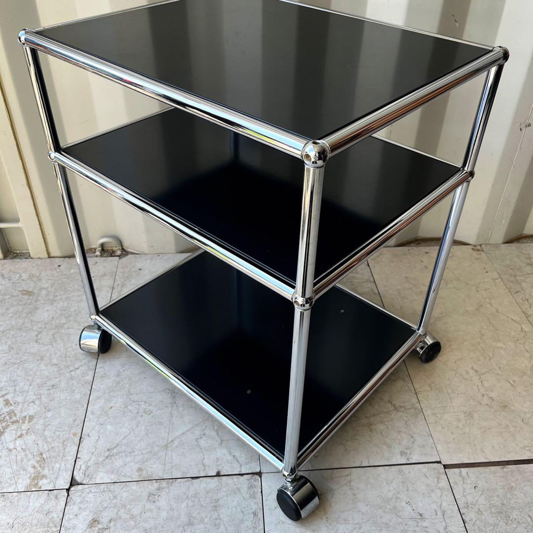 取付無料！USMハラー 2段ブラックキャビネット 小さめデスクワゴン✨