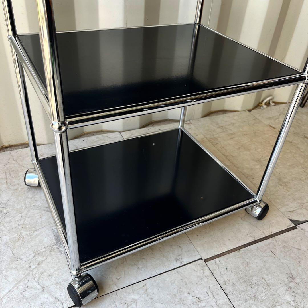 取付無料！USMハラー 2段ブラックキャビネット 小さめデスクワゴン✨