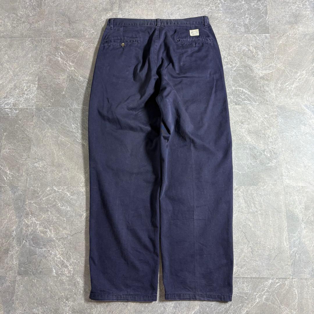 Ralph Lauren〈ワイドチノパンツ 90s USA製 ネイビー W33〉