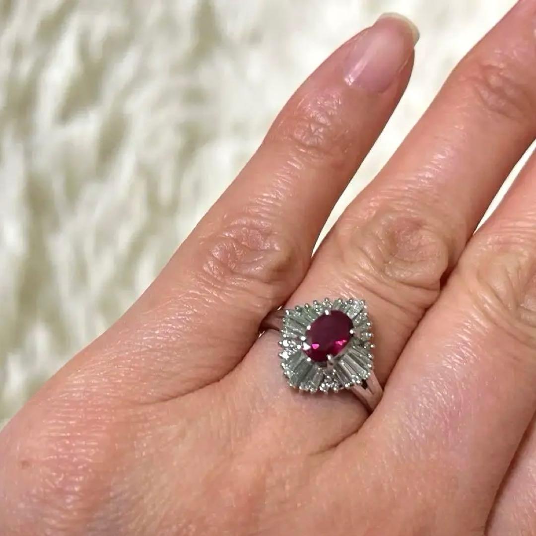 ルビー指輪　プラチナ　リング　ダイヤモンド Pt 900 刻印あり