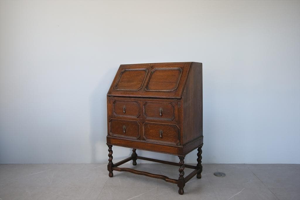 英国アンティーク木製ライティングビューロー/勉強机デスク/テーブル(89-150