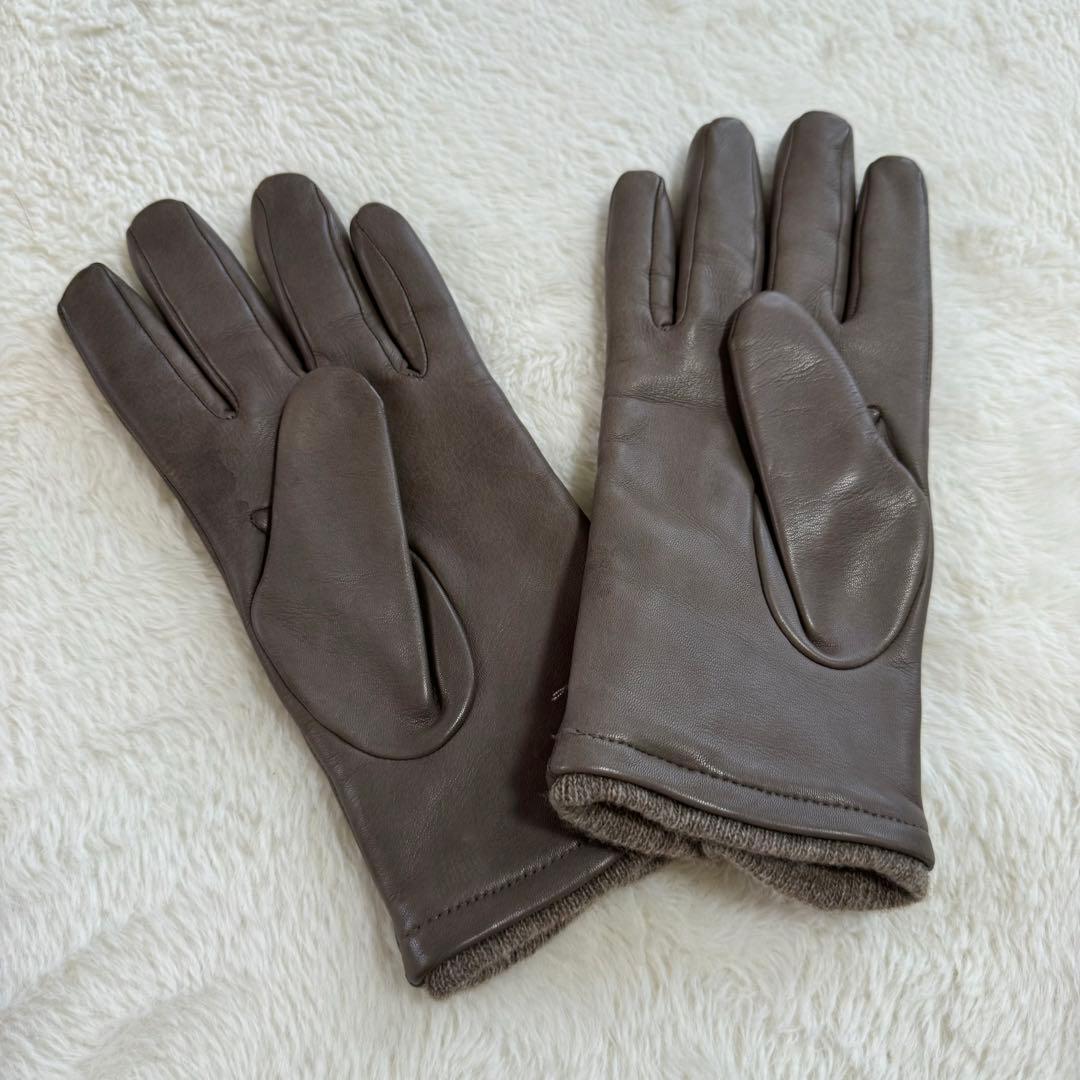 美品　Gloves ラムレザーグローブ イントレチャート カシミア混 8