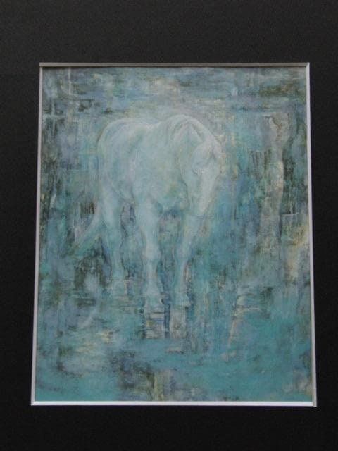 吉村年代、【水あかり】、希少な額装用画集画、新品高級額 額装付