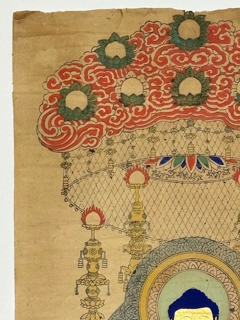 「浪華祐天大僧正遺跡源正寺本尊印施」極彩色木版図 1枚|仏教美術 木版画江戸時代