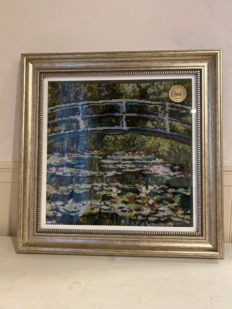 まつり⭐︎ FEILER ゴールド額縁 約30cm モネハンカチタオルセット