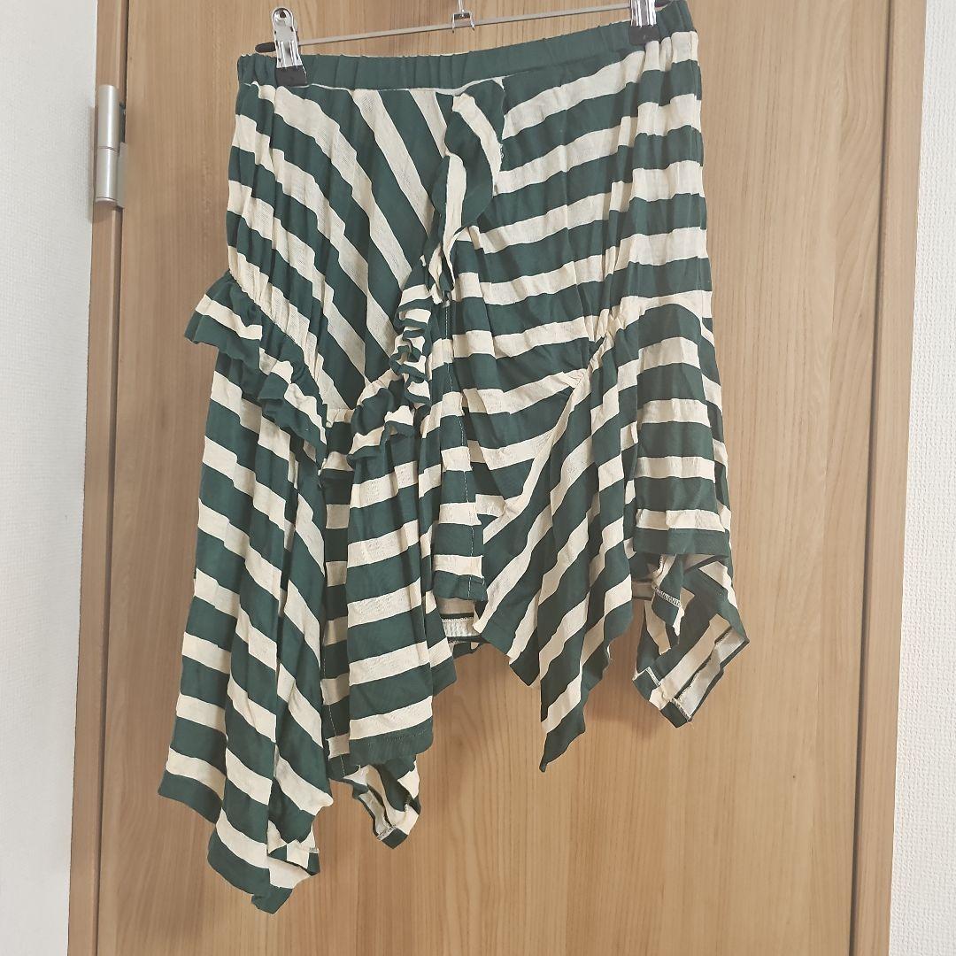 sunao kuwahara【美品！】フレアスカート 緑と白のストライプ