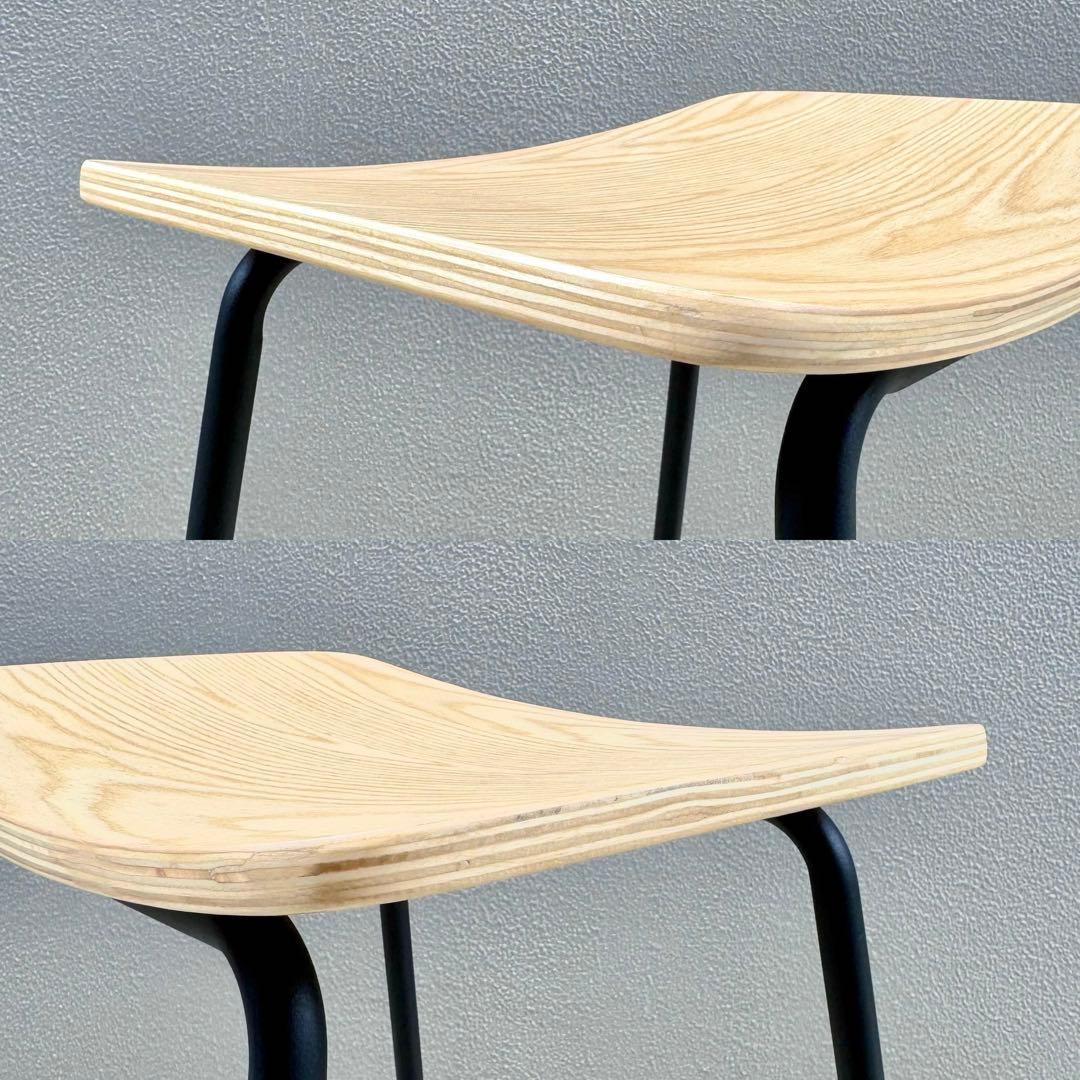 カナデモノ ハイスツール 曲木 オーク ナチュラル スチール脚 カウンターチェア