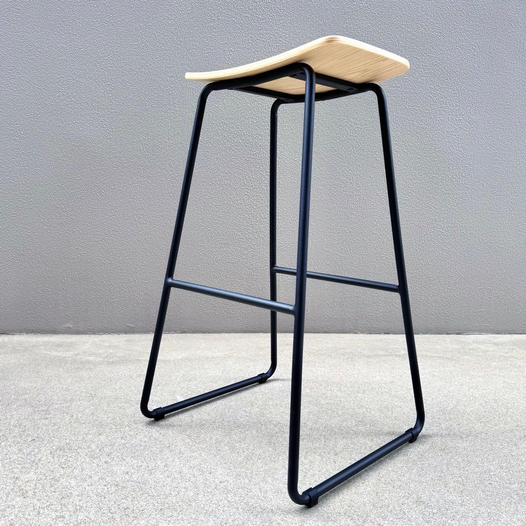 カナデモノ ハイスツール 曲木 オーク ナチュラル スチール脚 カウンターチェア