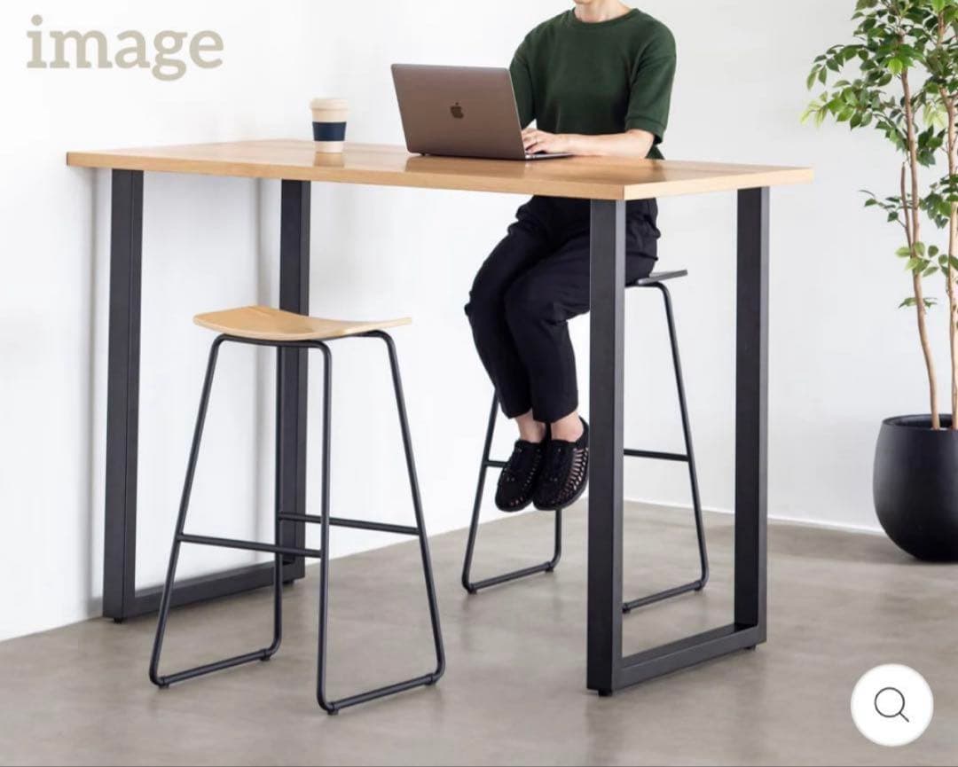 カナデモノ ハイスツール 曲木 オーク ナチュラル スチール脚 カウンターチェア