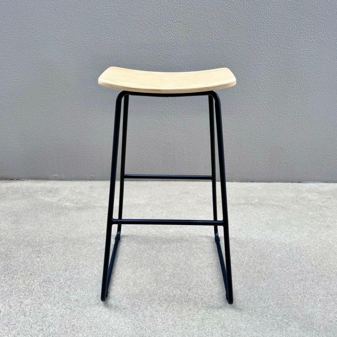 カナデモノ ハイスツール 曲木 オーク ナチュラル スチール脚 カウンターチェア