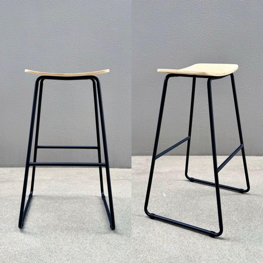 カナデモノ ハイスツール 曲木 オーク ナチュラル スチール脚 カウンターチェア