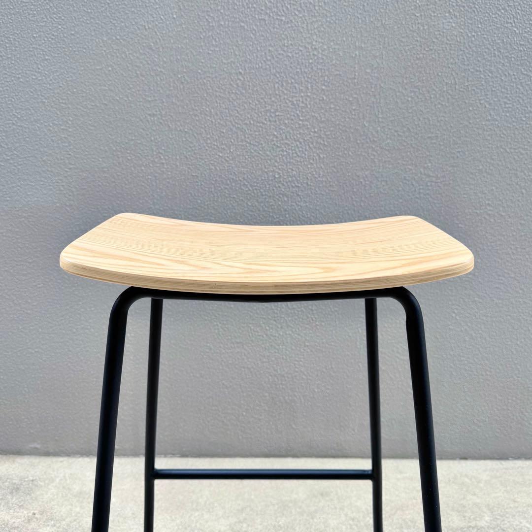 カナデモノ ハイスツール 曲木 オーク ナチュラル スチール脚 カウンターチェア