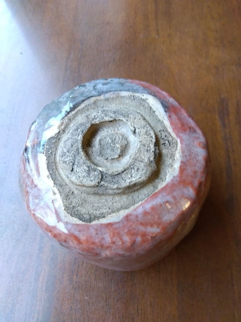 仁阿弥道八。赤楽筒茶碗