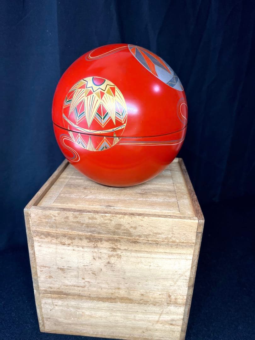 棗『手まり棗』銘々皿×5客セット漆器 天然木製 長期保管品 共箱　茶道具　古道具