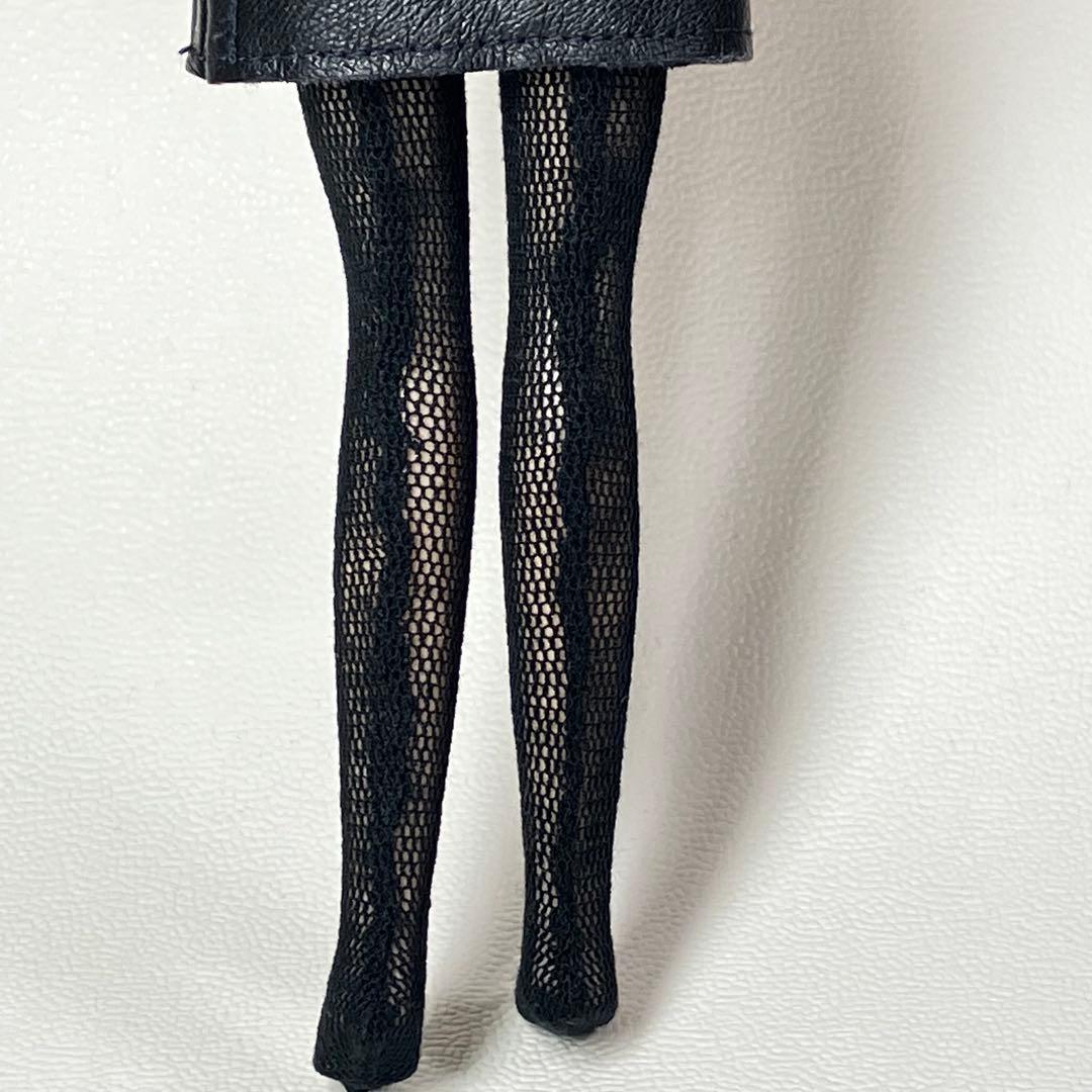 〈1〉リカちゃんサイズ/タイツ風 メッシュ ブラックハンドメイド