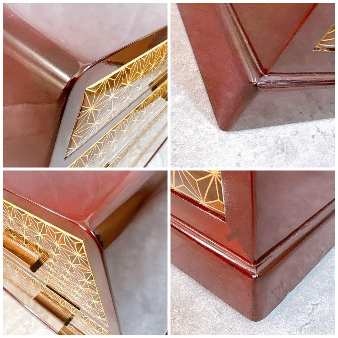 【極美品】露木清次作 箱根寄木細工　麻の葉模様 小箪笥　民芸家具