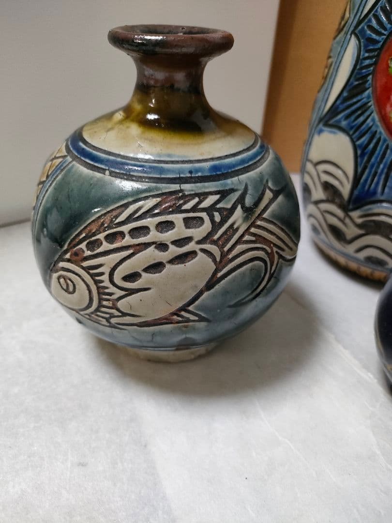 やちむん　金城次郎、裕三　宮城智　新垣勲　魚紋　まとめてセット　縁起物