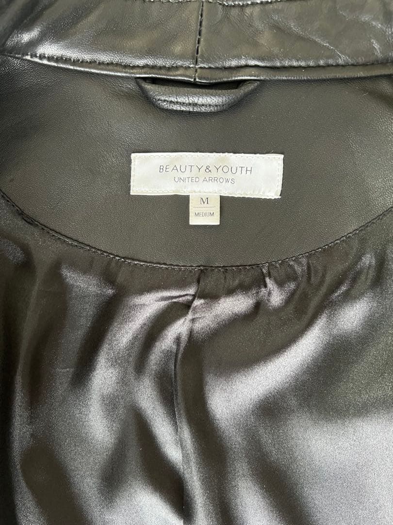 BEAUTY&YOUTH レザー シングルライダース M ブラック 羊革