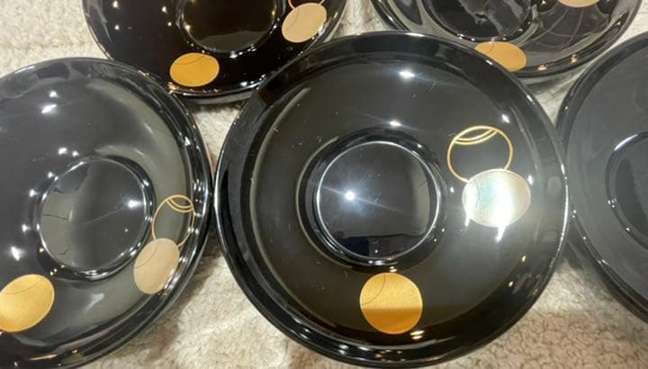 輪島塗 加藤正 極上本堅地 茶托 五客揃い箱入り未使用