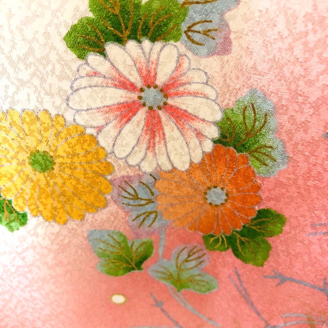 七五三七歳❣️四つ身着物未使用⭐︎白地に花々金彩煌びやか絢爛⭐︎完全フルセット銘品