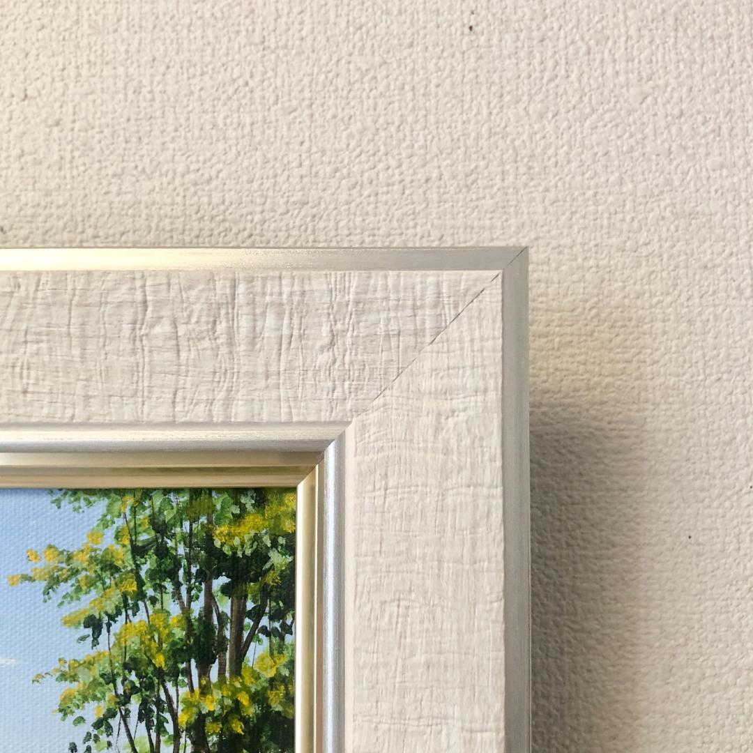 アクリル画　原画　「コスモスのフィールド05」額縁付　F4サイズ　キャンバス