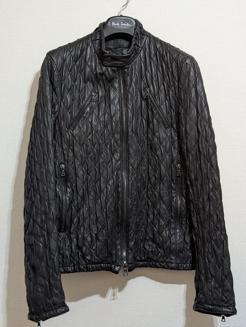 【美品】イタリア製 DROMe ラムレザー ライダースジャケット