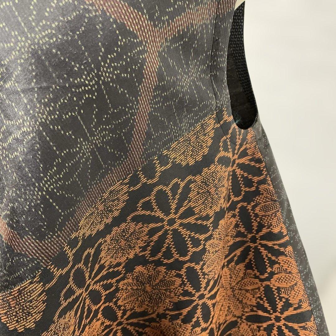 着物ワンピーステントラインロング丈《9》大島紬や紬等(7マルキ含)Mサイズくらい