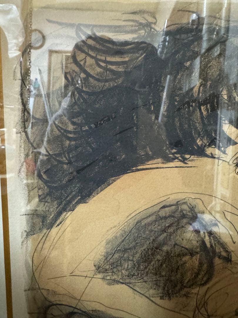 織田広喜『パリの女』リトグラフ 直筆サイン有 額装