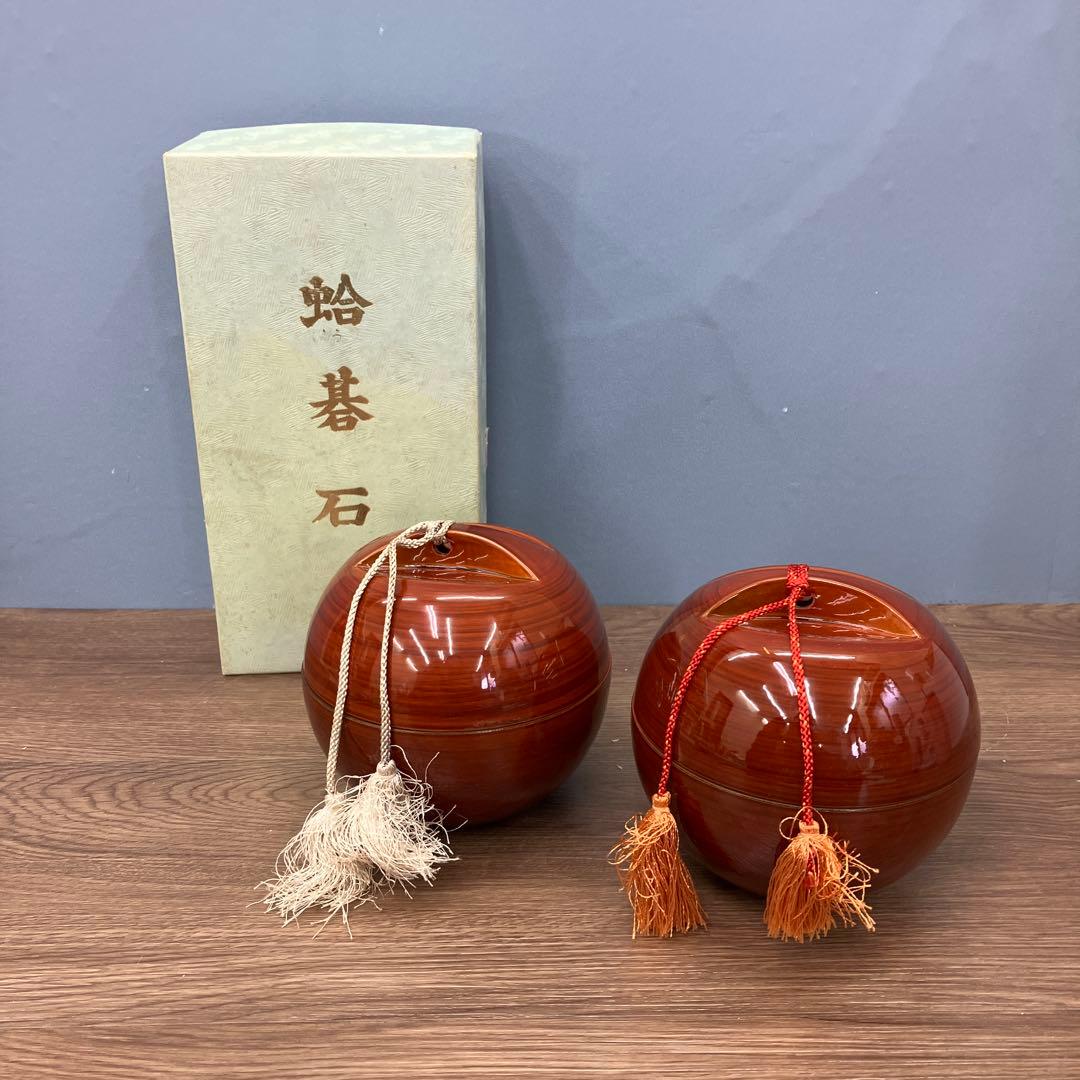 B-5 昭和レトロ 高級 蛤碁石 碁笥 漆塗り風 木製 入れ物 卓上ゲーム用