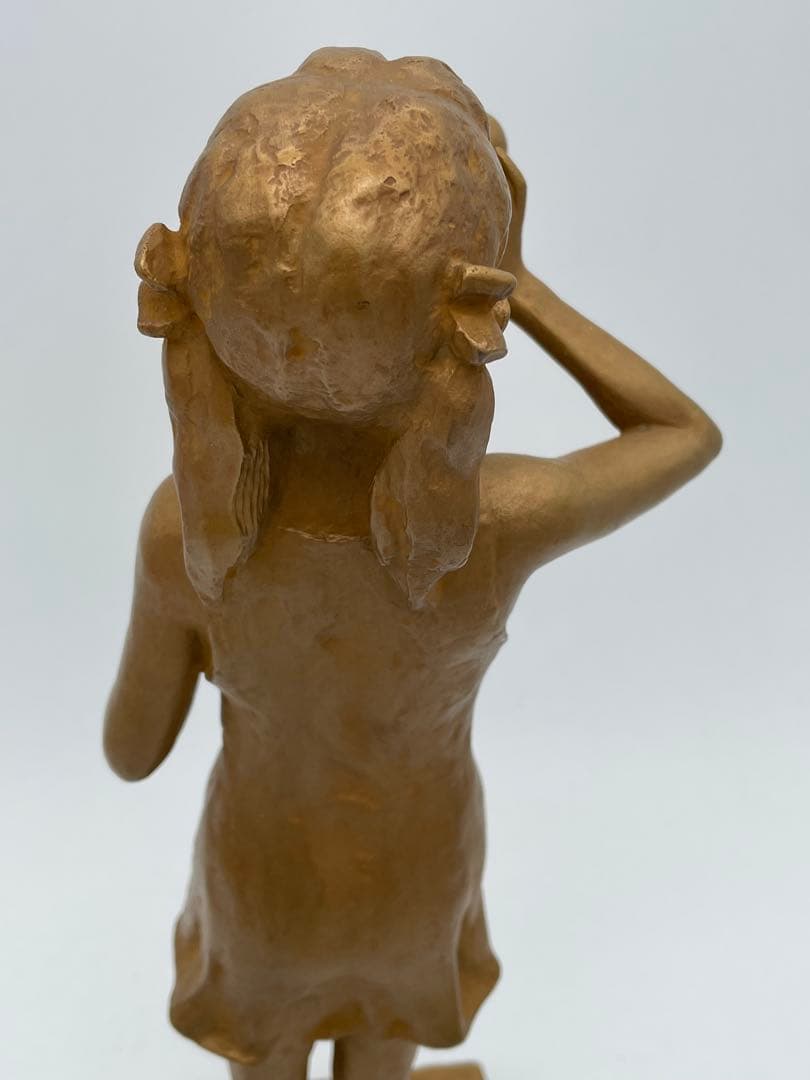 矢野秀徳ブロンズ像 しゃぼん玉861/950箱付き 矢野静子識 オブジェ 置物②