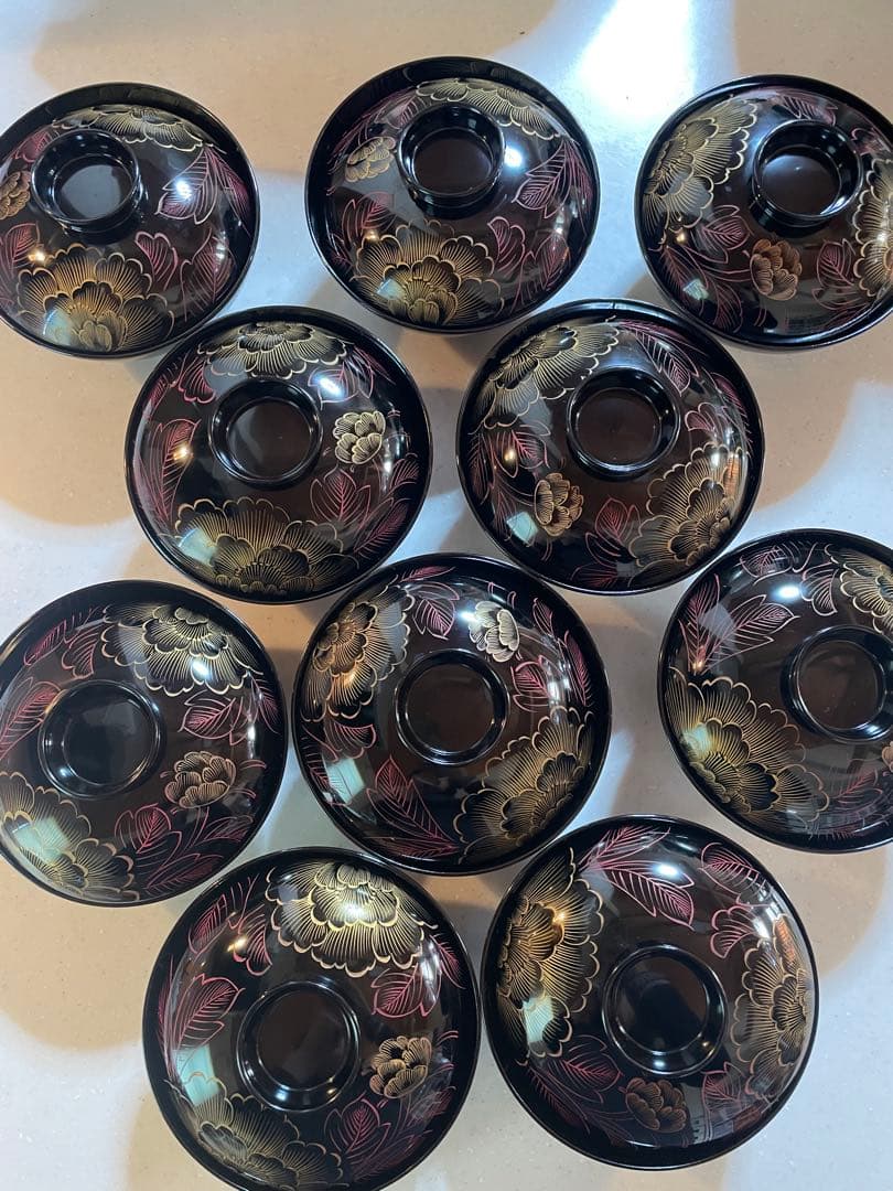 輪島塗吸い物椀10脚セット美品Wajima Lacquer Soup Bowls