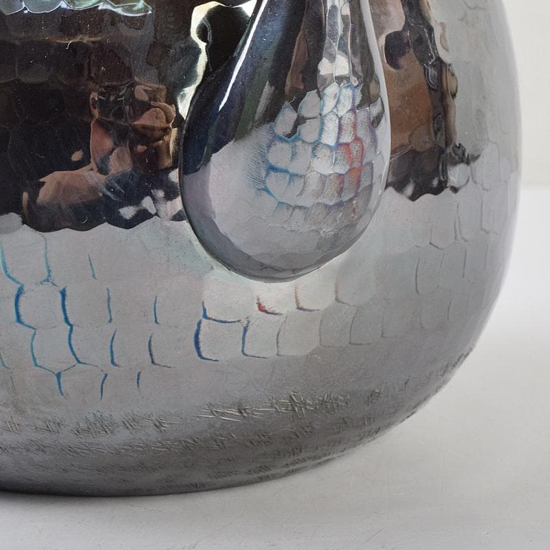 煎茶道具　白銅いぶし銀　槌目　銀瓶　湯沸し　約501g　M　R9483